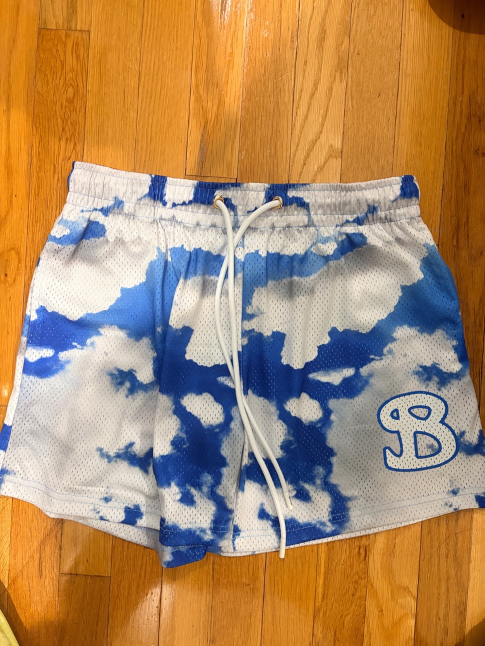 Blue Cloud Athletic Shorts with Drawstring